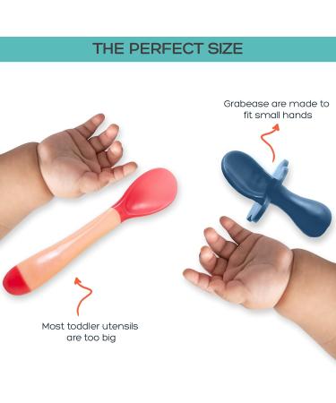Grabease Baby Spoons Set - BPA-Free Self-Feeding Utensils for Baby Led Weaning - Navy - Buy Online on GoSupps.com