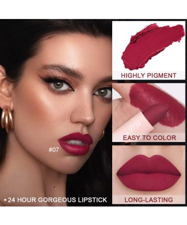 5Pcs Dark Orange Red Pink Mauve Matte Lipstick Set - Long Lasting Smudge Proof Lipstick Kit for Women - Buy Online on GoSupps.com