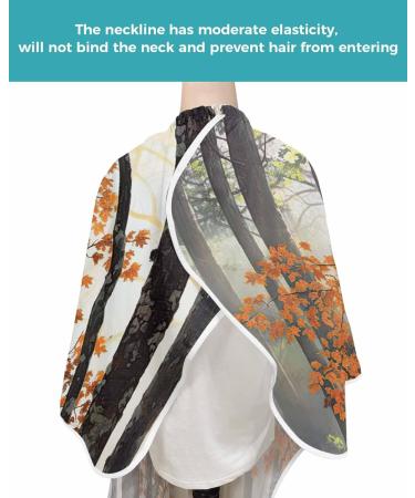 Fall Forests Tree Barber Cape - Adjustable Hair Cutting Cape for All Ages | Autumn Maple Leaves | 55x63 Inch Grey Salon Accessory - Buy Online on GoSupps.com