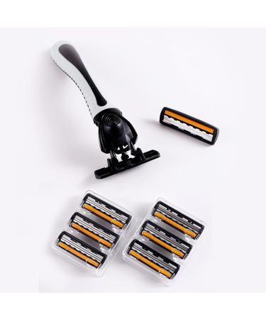 3-Blade Razor - Plastic Anti-slip Manual Refill Cartridges for Men & Women | Reusable Face Cleansing Tool - Black - Buy Online on GoSupps.com