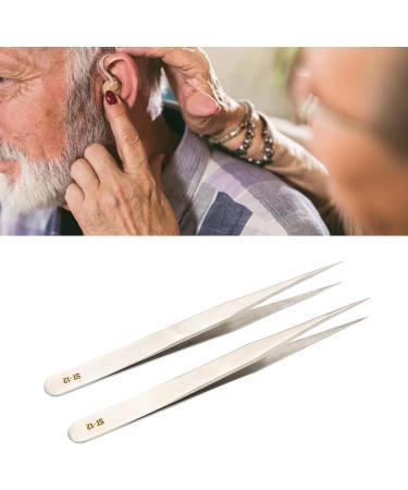 Premium Stainless Steel Tweezers - Precision 2-Part Straight Lace for Hearing Aids & Ingrown Hair - Pointed Needle Precision Tweezers - Buy Online on GoSupps.com