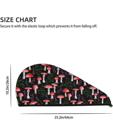 Hair Towel Wrap | Quick-Dry Turban with Button - Red Mushrooms | Best Hair Drying Solution - Buy Online on GoSupps.com