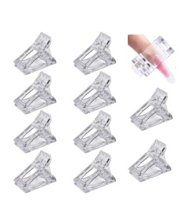 Nail tips clips 10 pieces transparent nail clips nail art tool clear polygel fast building fingernail DIY manicure nail brackets plastic clip for nail extension (10 pieces) 1 piece (10 pack)