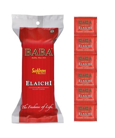 Baba Saffron Blended Elaichi Silver Coated Cardamom Seeds - 102 Sachets | Premium Indian Mouth Freshener - Buy Online on GoSupps.com