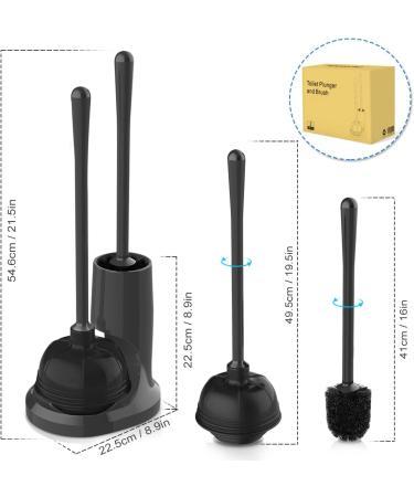 Uptronic Toilet Plunger & Brush Set with Holder - 2-in-1 Bathroom Cleaning Combo (Black) | Heavy Duty Bowl Brush with Modern Caddy Stand - Buy Online on GoSupps.com