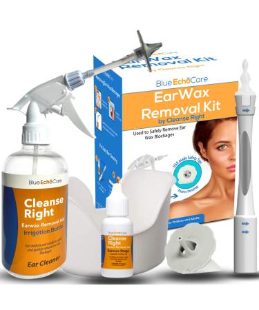 Blue Echo Care Cleanse Right Ear Wax Removal Tool Kit for Ear Cleaning Includes a 0.5 oz Ear Drops Bottle & Reusable Tip Ear Cleaning Kit to Remove Excessive Earwax at Home Package May Vary 1 Count (Pack of 1)