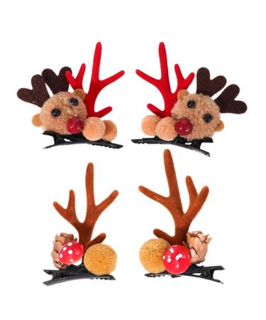 Lurrose Christmas Antler Hair Clips - 2 Pairs Reindeer Hair Accessories for Party & Cosplay | International Shipping Available - Buy Online on GoSupps.com