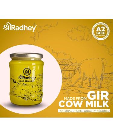 Organic Shree Radhey A2 Bilona Gir Cow Ghee 500ml x 2 Pack - Traditional Bilona Method, Cultured, Premium, Immunity Booster - Pure, Healthy, Fresh - Lactose & Gluten Free - Keto Friendly - Glass Bottle 16.91 Fl Oz - Buy Online on GoSupps.com