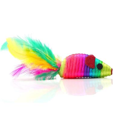 Chiwava 24PCS 5 Rattle Cat Toys with Feather Rainbow Rope - Interactive Mouse Kitten Toy - Buy Online on GoSupps.com
