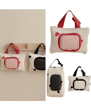 W-LOVNEST Bear Designings Stroller Hanging Wet Wipe Bag Embroidered Bear Wet Wipe Bag Easy Access Baby Essential for Outdoors Red 1 - Buy Online on GoSupps.com