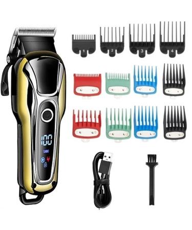 Professional Hair Clippers for Men Hair Clipper Professional Hair Clipper Men's Hair Clipper Electric Trimmer LCD Display Hair Clipper Set(Gold 12 Combs)
