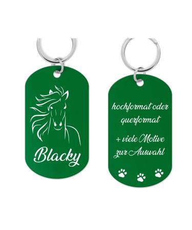 Aluminum dog brand shield with engraving-personalized high-quality laser engraving address trailer dog for dogs or cats (green) Piu-Hm-Sch-01 49x29x1 mm