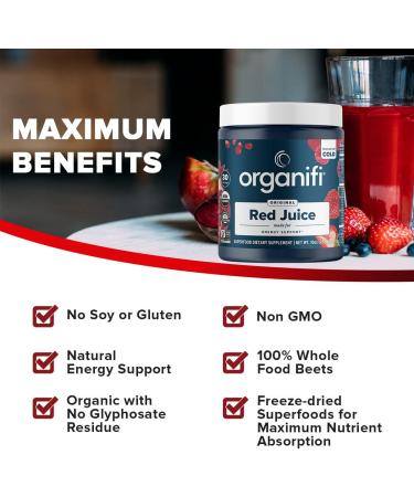 Organifi Red Juice 90 Servings (3pk) - Vegan Pre-Workout Energy Drink Powder with Organic Berries, Beets, Mushrooms, Prebiotics, Ginseng, and Vitamin C for Focus, Peak Performance, Immune Defense - 10oz (Pack of 3) - Buy Online on GoSupps.com