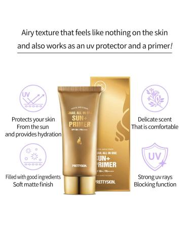 PRETTYSKIN Snail All in One Sun+ Primer SPF50+ PA++++ 70g - Korean Facial Sunscreen - Buy Online on GoSupps.com
