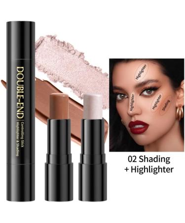 Reddhoon 2 in 1 Contour Stick Double-end Highlighter & Bronzer Stick Face Luminizers & Shade Cream Contour Long-lasting Waterproof 3D Face Professional Makeup Cream Highlight Contour Stick Cruelty Free (02) - Buy Online on GoSupps.com