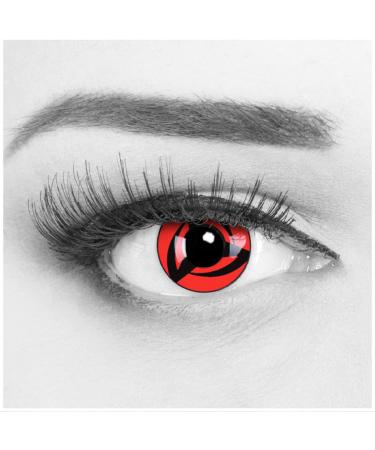 Meralens Colored Anime Contact Lenses - Sharingan Kakashi Red & Black | 12-Month Non-Prescription Lenses + Free Case for Cosplay & Halloween - Buy Online on GoSupps.com