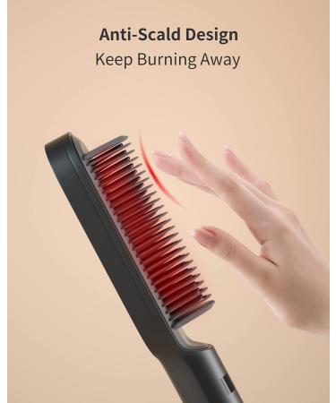 7MAGIC Hair Straightener Brush - 9 Temp Settings, Fast Heating, Anti-Scald, Auto-Off - Black Gold Women's Straightening Brush - Buy Online on GoSupps.com