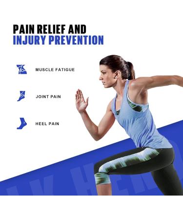 WALKHERO Medium Arch Support Insoles for Men & Women - Cushioning Orthotic Inserts for Plantar Fasciitis Relief Shock Absorption | Sizes 6-6.5 (M) & 8-8.5 (W) - Blue - Buy Online on GoSupps.com