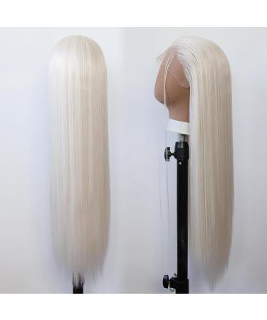 Platinum Blonde Synthetic Lace Front Wig for Black Women - Long Straight Heat Resistant Fiber Hair for Cosplay and Daily Wear - Buy Online on GoSupps.com
