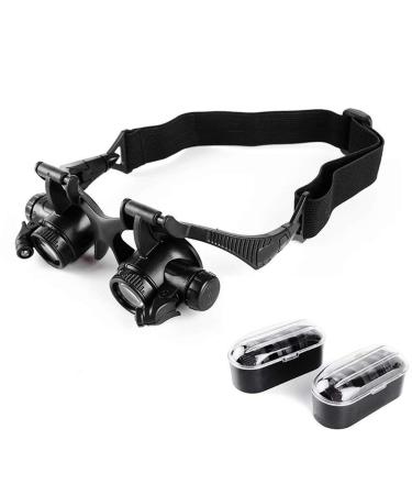 Illuminated Hd Binocular Glasses Head Wearing Magnifying Glass 10X 15X 20X 25X Led Multi Eyepiece Switch Watch Instrument Repair Glasses Magnifier Made in China