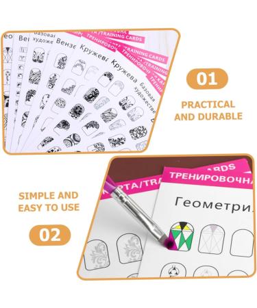 Housoutil 1 Set Manicure Exercise Book Nail Art Liner Nail Manicure Kit Nail Art Pen Nail Practice Liner Pen Nail Art Practice Kit Nail Kit Nail Detail Pen Training Card Wooden - Buy Online on GoSupps.com
