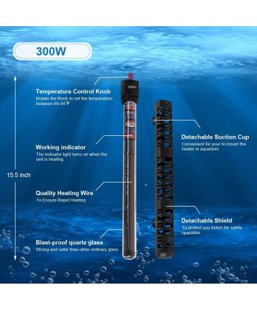 300W Submersible Aquarium Heater with LCD Thermometer | Auto Thermostat | Shatter-Proof | 35-60 Gallon Fish Tank - Buy Online on GoSupps.com