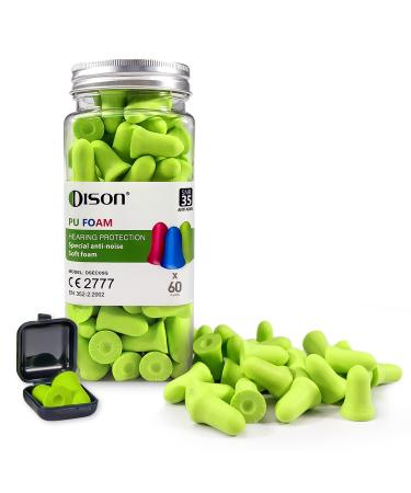 60Pair Ultra Soft Foam Earplugs, 35dB Ear Plugs for Sleeping Noise Cancelling, Earplugs Sound Blocking Sleeping, Foam Ear Plugs for Shooting, Travel, Industry - DISON