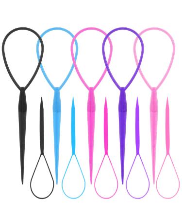 WSYUB 10Pcs Topsy Tail Tools  Hair Tools Braid Accessories Ponytail Maker for Girs  French Braid Tool Loop for Hair Styling  5 Colors