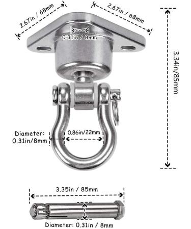 Dakzhou Stainless Steel Hanger with Smooth Swing Bearings  Heavy Duty 180+360 Swivel Swing Hook  1500 lb Capacity Playground Yoga Hammock Chair Rope  sandbag Porch Swing Bag Sleeve - Buy Online on GoSupps.com