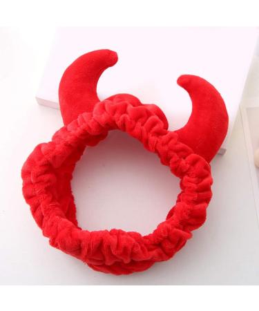 S-Trouble Plush Red Devil Horns Headband for Makeup Showers & Sports | Funny Festival & Party Hairband for Girls - Buy Online on GoSupps.com