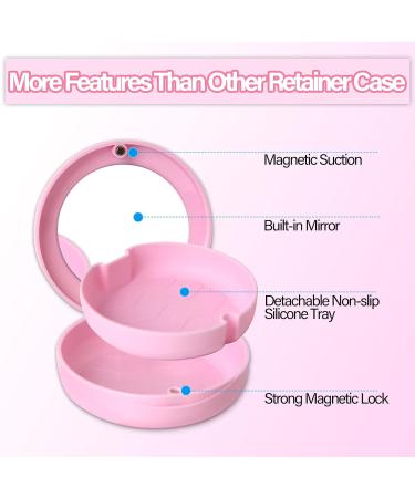 2 Pack Aligner & Retainer Case Set with Vent Holes, Mirror & Removal Tool - Pink & White for Women, Men, Teens - Slim & Cute Design - Buy Online on GoSupps.com