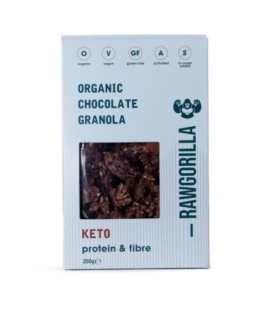 Raw Gorilla Raw Gorilla Keto Vegan Organic Keto Chocolate Granola Breakfast (1 x 250g) | Vegan | Organic | Keto | No Added Sugar | Low CARB | Breakfast | Gluten-Free | Cereal 1-Pack