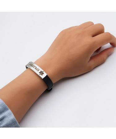 Diabetes Alert Bracelet - Stylish Emergency ID Jewelry for Diabetics | Adjustable Silicone Bracelet - Buy Online on GoSupps.com