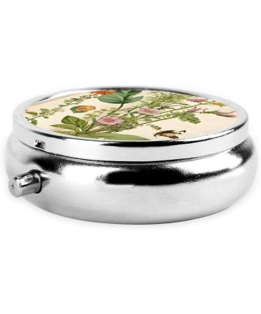 Floral in The Old Book Round Pill Box - 3 Compartment Mini Decorative Travel Medicine Organizer - Buy Online on GoSupps.com
