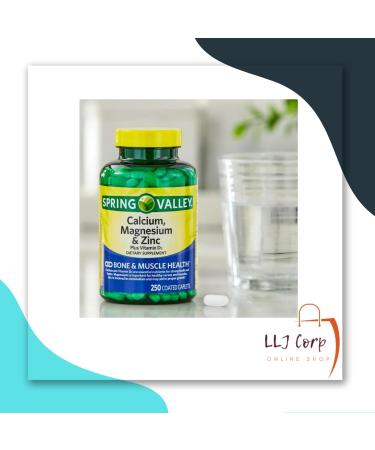 2 Spring Valley Calcium Magnesium & Zinc Plus Vitamin D3 Coated Caplets 250 Ct Bundle with Weekly Pill Planner + LLJ Corp Sticker. - Buy Online on GoSupps.com