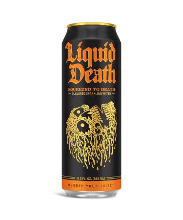 Liquid Death Squeezed To Death Sparkling Water 8-Pack - Orange Flavored Low Calorie & Low Sugar - 19.2oz Cans for International Shipping - Buy Online on GoSupps.com