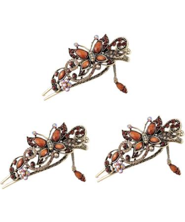 Beaupretty Rhinestone Hair Clips for buns french Crystal hairpin barrettes for women Hairpins sticks Bridal vintage stick for women fork clip Rhinestone Hair Clip - Buy Online on GoSupps.com