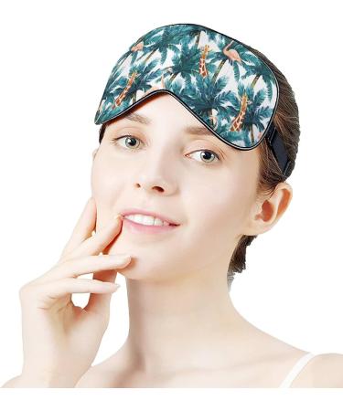 Exotic Palm Tree Giraffe & Flamingo Sleep Mask Adjustable Eye Shades for Women | Comfortable & Stylish - Buy Online on GoSupps.com