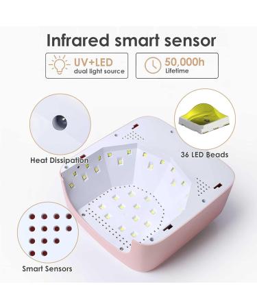 Rechargeable 72W Cordless Gel UV LED Nail Lamp - Wireless Professional Nail Dryer with Auto Sensor & Display - Quick Dry Curing Light for Nail Polish - Lightweight Pink Gift for Women - Buy Online on GoSupps.com