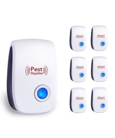 Ultrasonic Pest Repeller Plug in 6 Pack, 2023 Newest Pest Repellent Device Indoor for Insect, Roach, Mosquito, Mouse, Spiders, Bug Repellent Devices for Bedroom, Kitchen, Living Room, Office, Garage
