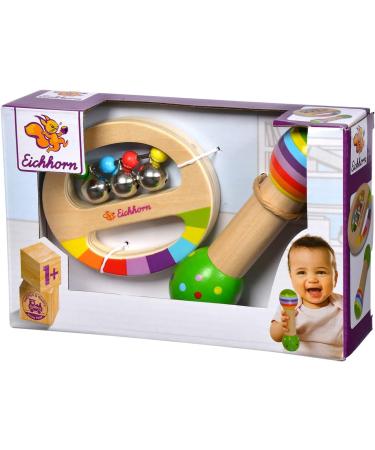 Eichhorn 2-Piece Music Set - Colorful Wooden Instruments with Bells & Stick Ideal for Kids 1 Year & Up - International Shipping Available - Buy Online on GoSupps.com
