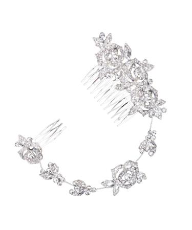 MAGICLULU Floral Rhinestone Hair Pin Hair Comb Long Issue Card Bride