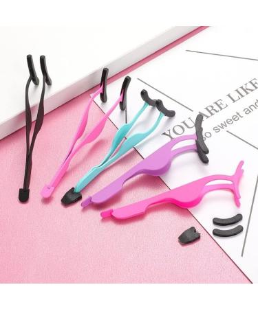 Stainless Steel Curved Eyelash Applicator Tweezers - 2 Pcs Set for False Lashes, Cluster Application and Removal - Black - Buy Online on GoSupps.com