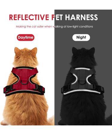 Breakproof Cat Leash Set & Adjustable Soft Kitten Vest with Reflective Stripes | Red Cat Dishes for Small Kittens - Buy Online on GoSupps.com