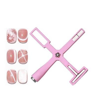5 In 1 Fancy Cat Eye Magnet 5 In 1 Cat Eye Magnet Tools for Nails 5 In 1 Nail Magnets for Cateye Gel Polish Tools Nail Art Design Diy Home Salon (Pink)