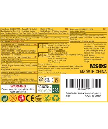 Edible Glitter - Kicofood 6 Colors Tasteless Food Color Powder for Drinks Fondant Cupcakes & Cakes - 5G - Buy Online on GoSupps.com