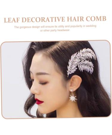 DOITOOL 1pc Wedding Hairpin Bridal Headpiece Diamond Hair Clip Pearl Diamond Headpiece Mothers Day Side Combs Silver Hair Clips Bridal Tiara Hair Comb Pin Rhinestone Bride Leaves Headgear - Buy Online on GoSupps.com