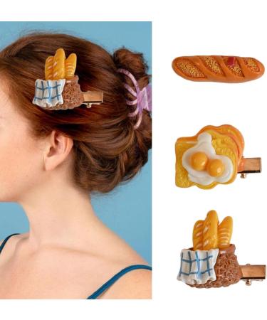 hgnxa Creative Simulation Bread Shape Hairpin for Girls Carnival Taking Photo Hair Barrettes Aesthetics Hair Accessories 2 simulated food dou - Buy Online on GoSupps.com