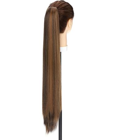 S-noilite Clip-in Ponytail Extension Synthetic Curly Wavy Hairpiece 26 Inch - Dark Brown & Coffee Brown - Buy Online on GoSupps.com