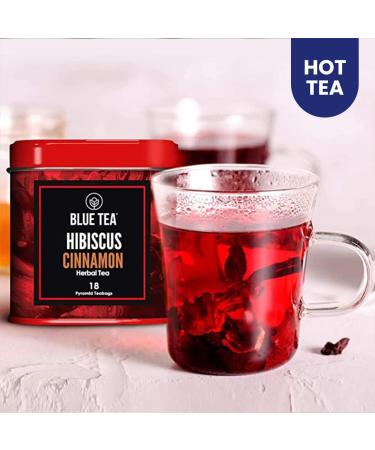BLUE TEA - Hibiscus Cinnamon Herbal Tea - 36 Tea Bags (Pack of 2) | CAFFEINE FREE | Tangy & Spicy Tea | Gluten Free - Tin Pack - Buy Online on GoSupps.com